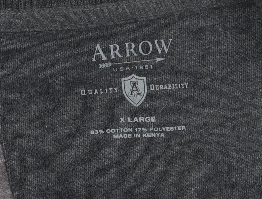 Arrow Men’s Grey 1/4 Zip High Neck Cotton Blend Sweatshirt XL
