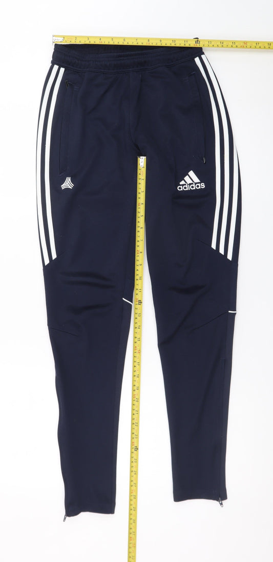 Adidas Men's Navy XS Jogger Sweatpants with Ankle Zip and Stripes