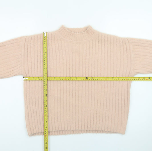 Next Teens Beige Ribbed High Neck Pullover Jumper Size 12Y