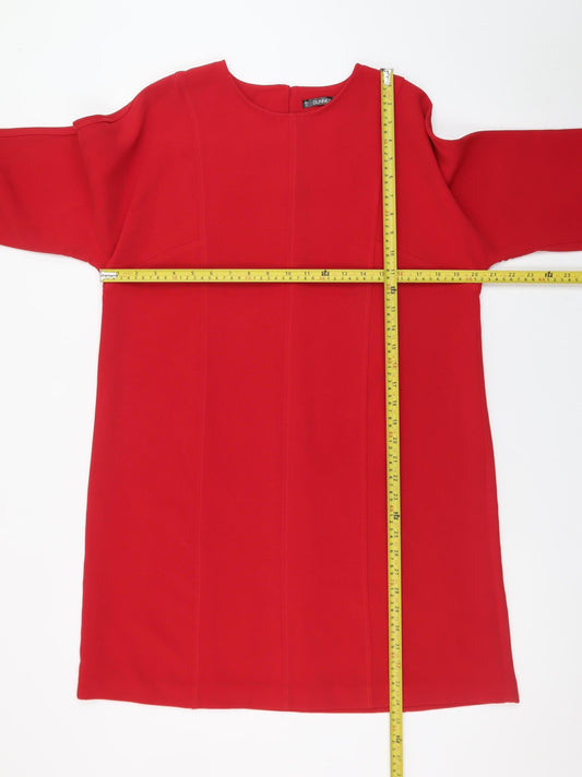 Dunnes Stores Women Red Shift Dress Size 14 3/4 Sleeve Workwear