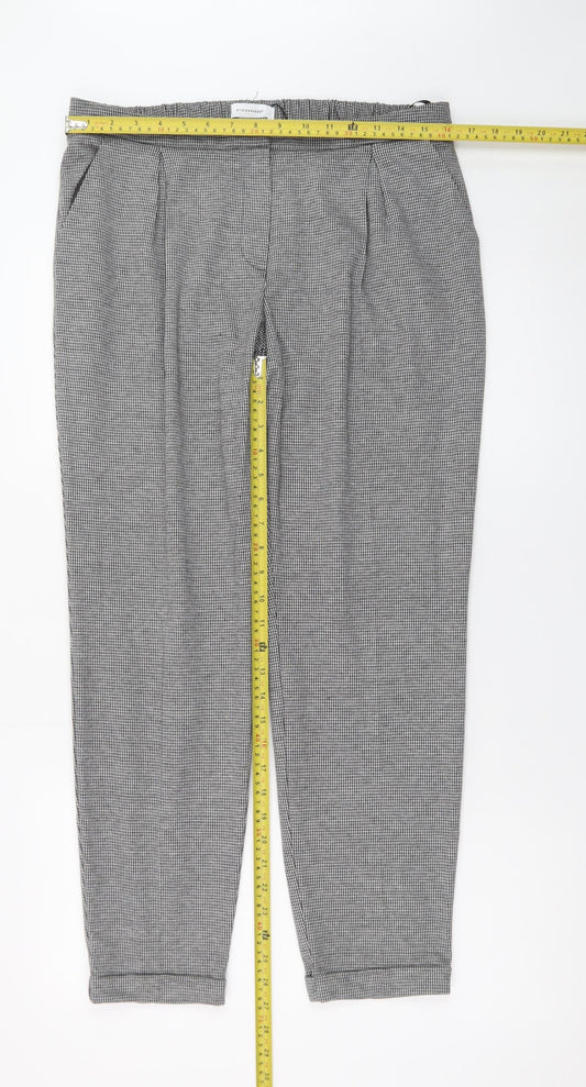 Atmosphere Women's Grey Houndstooth Tapered Trousers Size 14