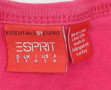 Brand and care label for ESPRIT Women’s Pink Long Sleeve Cotton Basic T-Shirt, size S