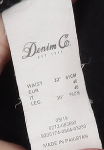 Brand and care label for Denim Co. Men's Black Skinny Distressed Jeans 32W 30L