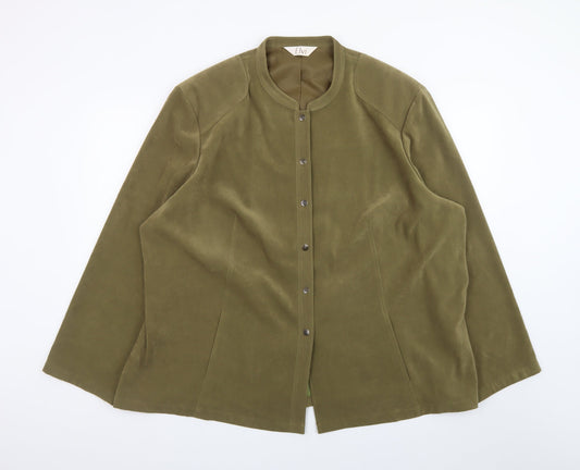 Elvi Womens Green Plus Size 26 Long Sleeve Suede Look Jacket