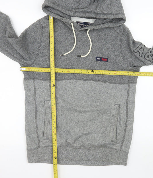 Abercrombie & Fitch Mens Grey XS Pullover Hoodie Logo Fleece