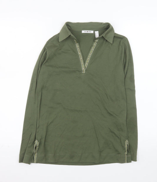 Punto Roma Women’s Green Collared Polo Top Size M Long Sleeve
