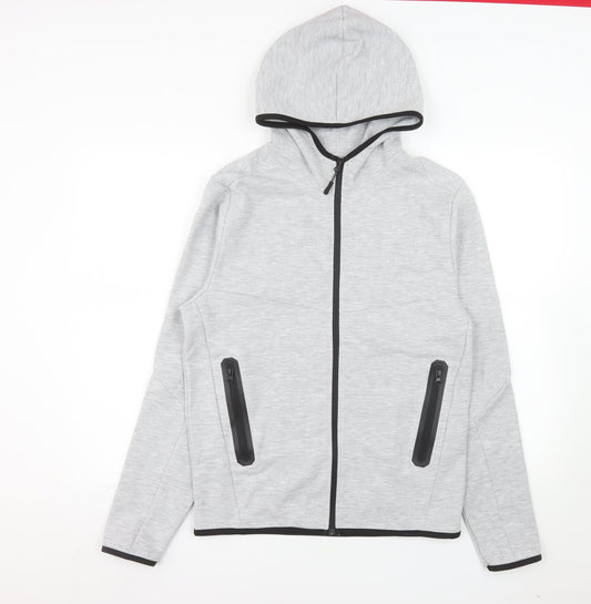Jack & Jones Men's Grey Hooded Full Zip Jacket Size S