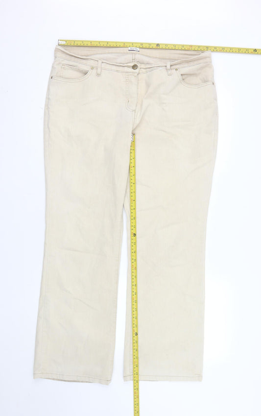 Viyella Petite Women's Beige Chino Trousers Size 16 Cotton Blend
