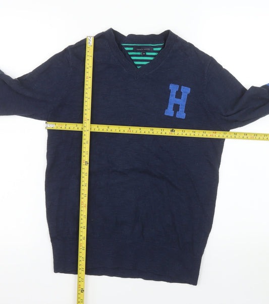 Tommy Hilfiger Boys Navy Blue Cotton V-Neck Jumper Size 152 (Age 12)