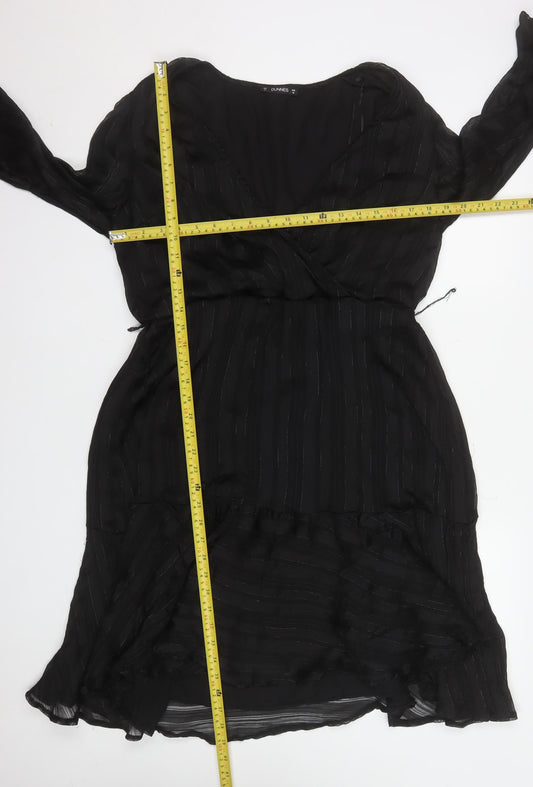 Dunnes Women Black Size 16 Wrap Hi-Low Dress Elegant Long Sleeve
