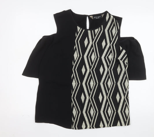 Additional front view of Principles by Ben de Lisi Women's Black Geometric Cold Shoulder Tunic Blouse UK 16