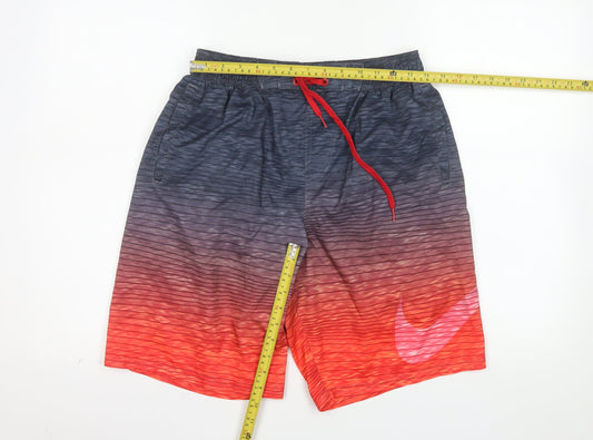 Nike Mens Black Red Gradient Athletic Shorts Size M Drawstring Quick Dry