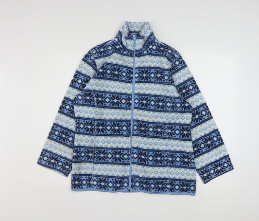 i.b.diffusion Women's Blue Fair Isle Fleece Full Zip Jacket Size S