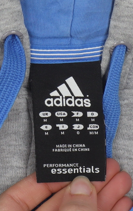 Adidas Men's Grey Full Zip Hoodie M Sports Essentials