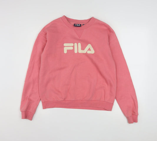 Additional front view of Fila women’s pink logo pullover sweatshirt xs casual