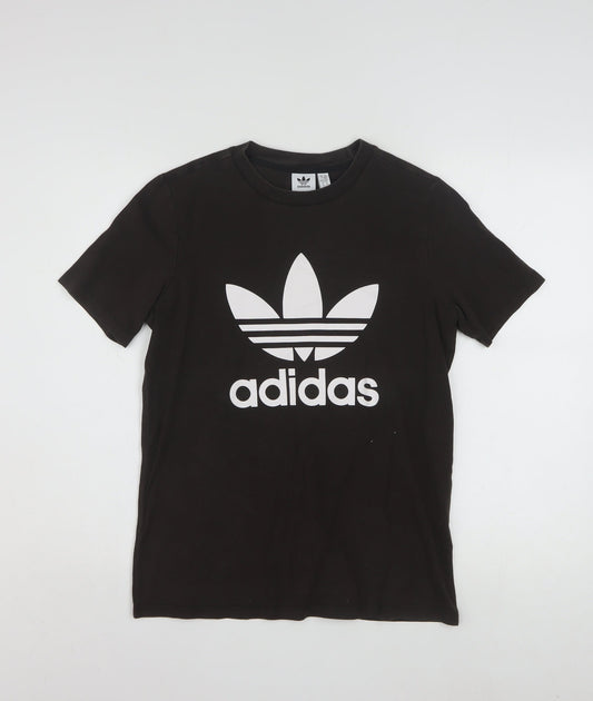 Additional front view of Adidas women’s black crew neck short sleeve t-shirt, size UK 14