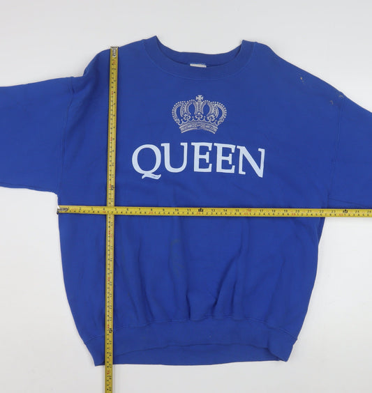 Gildan Women's Blue QUEEN Crown Graphic Pullover Sweatshirt L