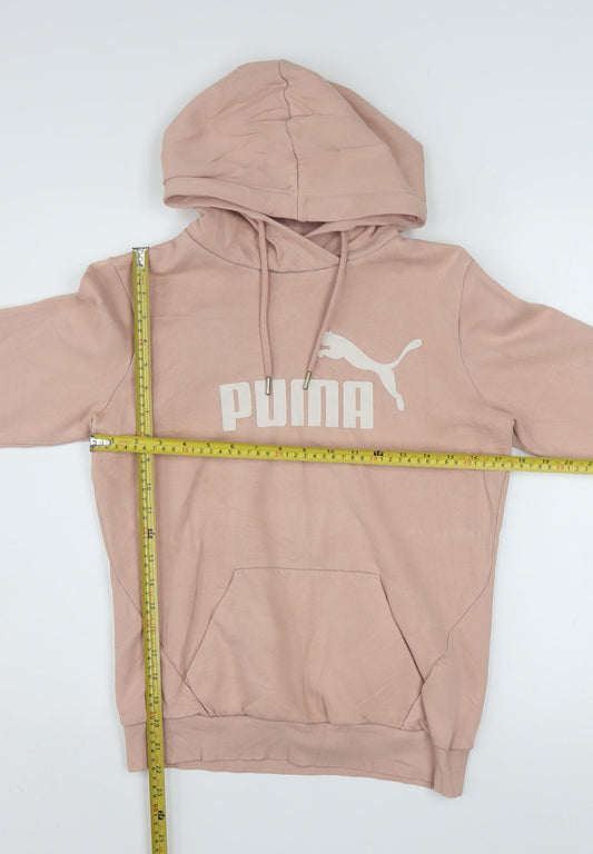 Puma Womens Pink Pullover Hoodie Size UK 10 Cotton Blend