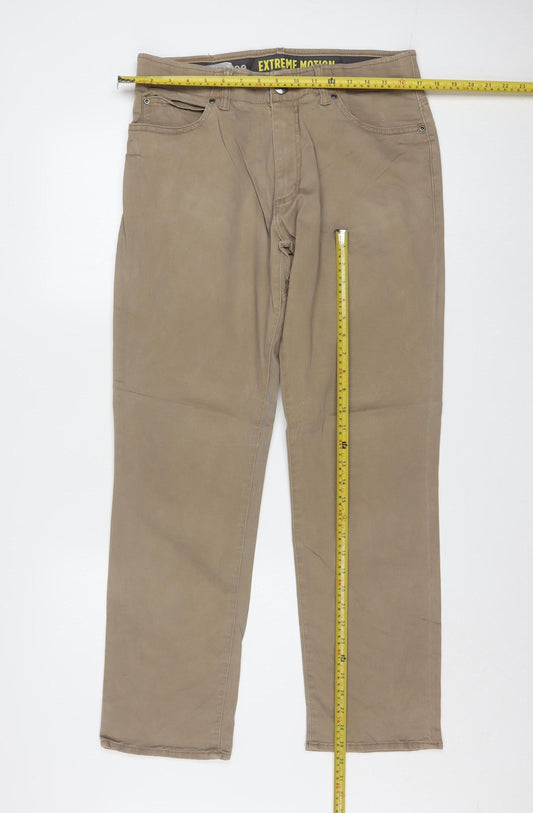 Lee Men's Beige Extreme Motion Straight Fit Trousers W32 L30