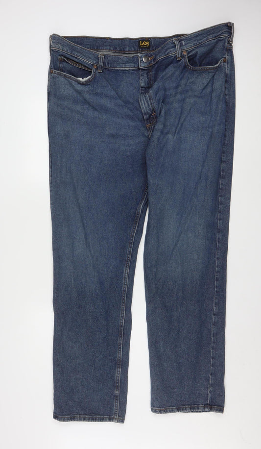 Lee Men's Blue Denim Straight Jeans 42x32 Big & Tall