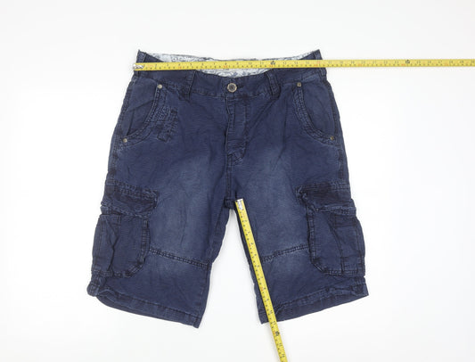 Denim Co. Men's Blue Cargo Shorts Size L W36 Cotton Casual