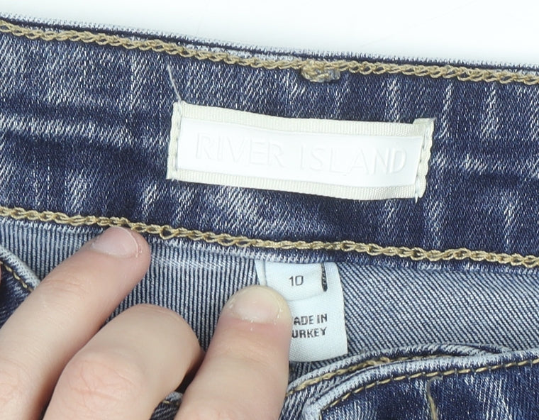 River Island Women's Blue Flared Stretch Denim Jeans Size 10