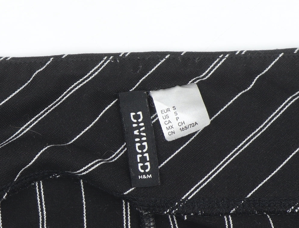 H&M Divided Women’s Black Striped Wide-Leg Trousers Size 8