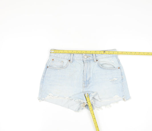 Primark Women Light Blue High Rise Cut-Off Denim Shorts Size 10