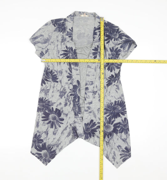 Soon Women’s Grey Floral Kimono Blouse Size 16 Regular Fit