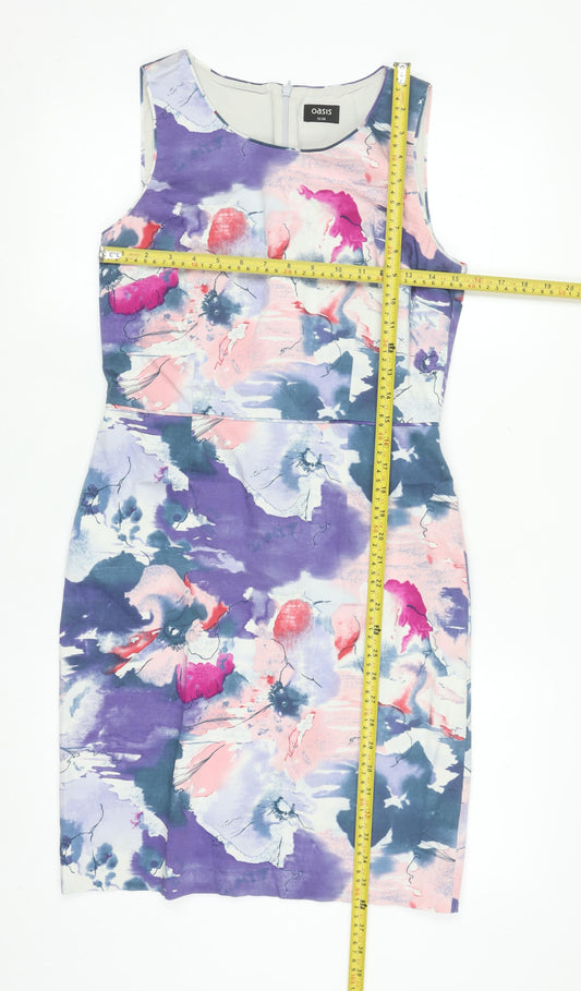 Oasis Women’s Multicoloured Floral Sheath Dress Size 12 Sleeveless