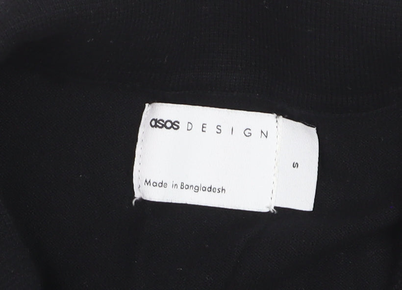 Additional view of ASOS DESIGN Women's Black Collared Short Sleeve Cotton Jumper, size S