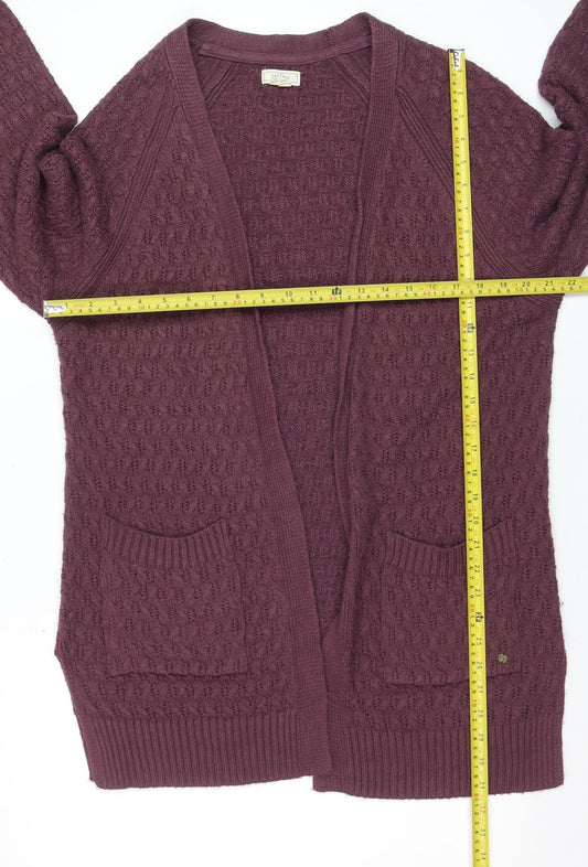 Fat Face Women’s Purple Chunky Knit Long Sleeve Cardigan Size 12
