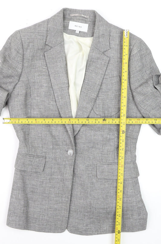 Reiss Women Grey Wool Blend Slim Fit One-Button Blazer UK 10