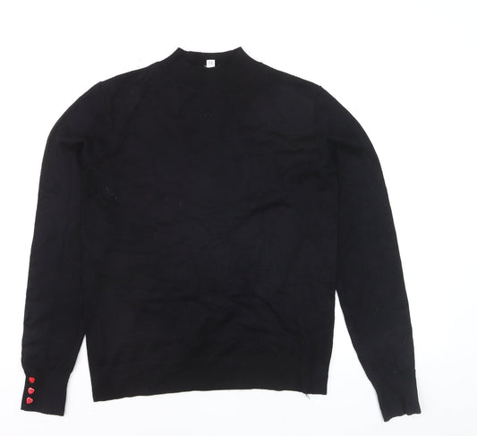 Warehouse Women’s Black Mock Neck Long Sleeve Pullover Jumper Size 10