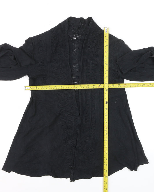New Look Women Black Knit Open Cardigan Small V-Neck Long Sleeve