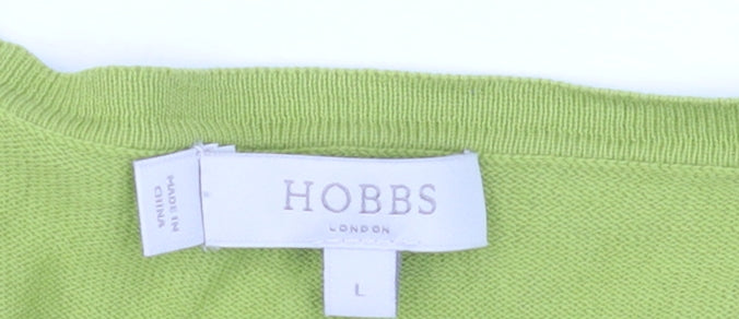 Hobbs Women Green Cotton Knit Button Cardigan Size L