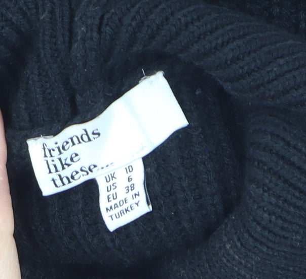 Friends Like These Womens Black Roll Neck Acrylic Jumper UK 10