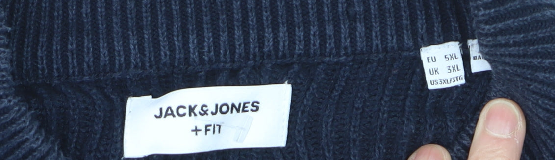 Jack & Jones Men's Blue 3XL Half Zip Knit Jumper