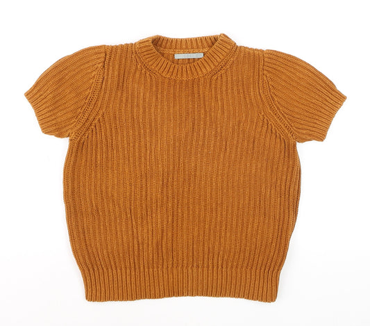 COS Womens Brown Cotton Chunky Knit Short Sleeve Jumper XS