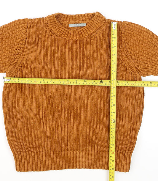 COS Womens Brown Cotton Chunky Knit Short Sleeve Jumper XS