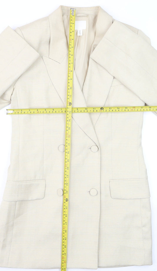 H&M Women’s Beige Double-Breasted Blazer Jacket Size S