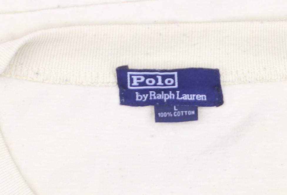 Ralph Lauren Men's Beige Cotton Crew Neck Short Sleeve T-Shirt L
