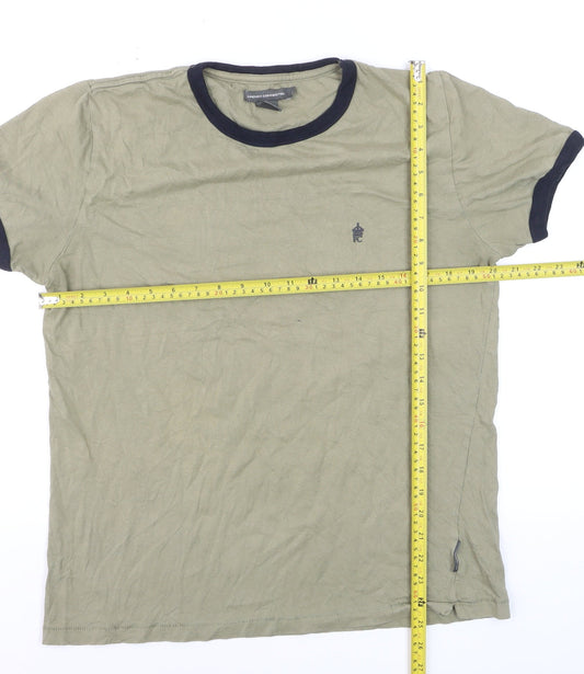 French Connection Men's Green Crew Neck Short Sleeve Cotton T-Shirt L