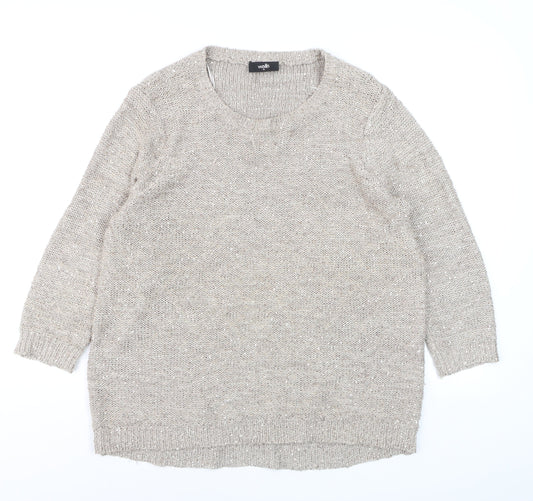 Wallis Women’s Beige Sequin Knit Pullover Jumper Size 12