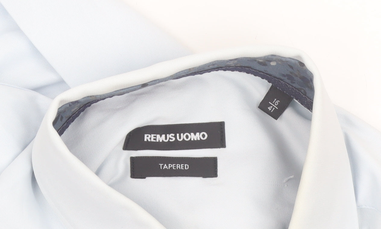 Remus Uomo Men's Light Blue Tapered Long Sleeve Button-Up Shirt 16/41