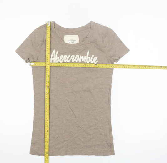 Abercrombie & Fitch Women Brown Cotton Slim T-Shirt M