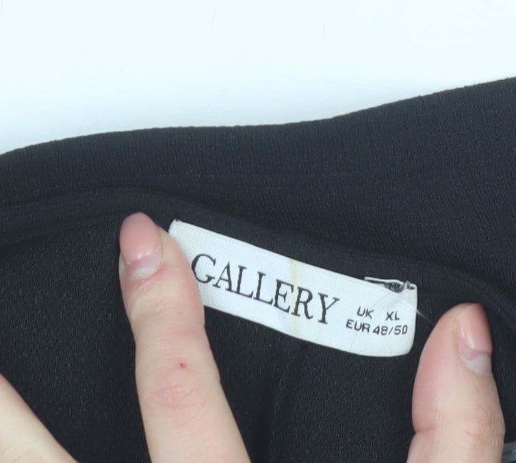 Additional view of Gallery Women Black V-Neck 3/4 Sleeve Relaxed Fit Blouse XL