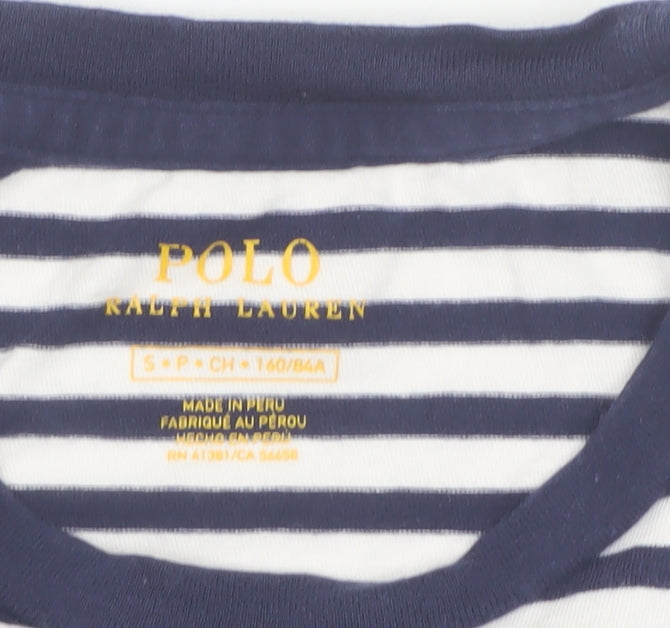 Ralph Lauren Women's Blue Striped Ringer T-Shirt Size S