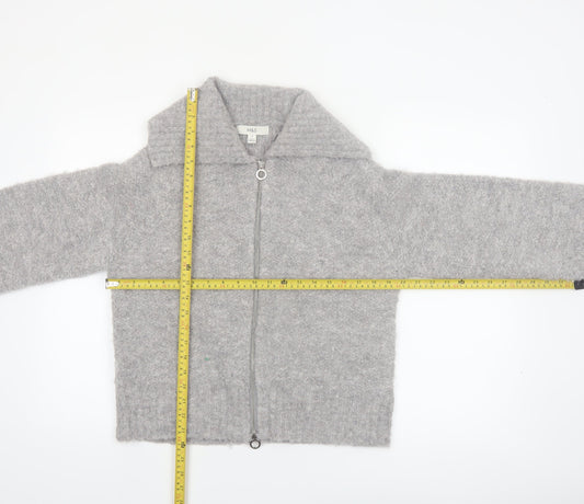 Marks and Spencer Women's Grey Full Zip Wool Blend Jumper M