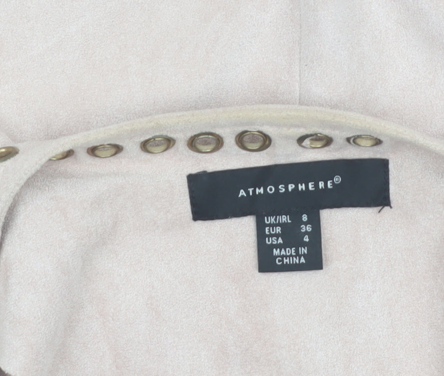 Atmosphere Womens Beige Studded Suede Look Jacket Size 8
